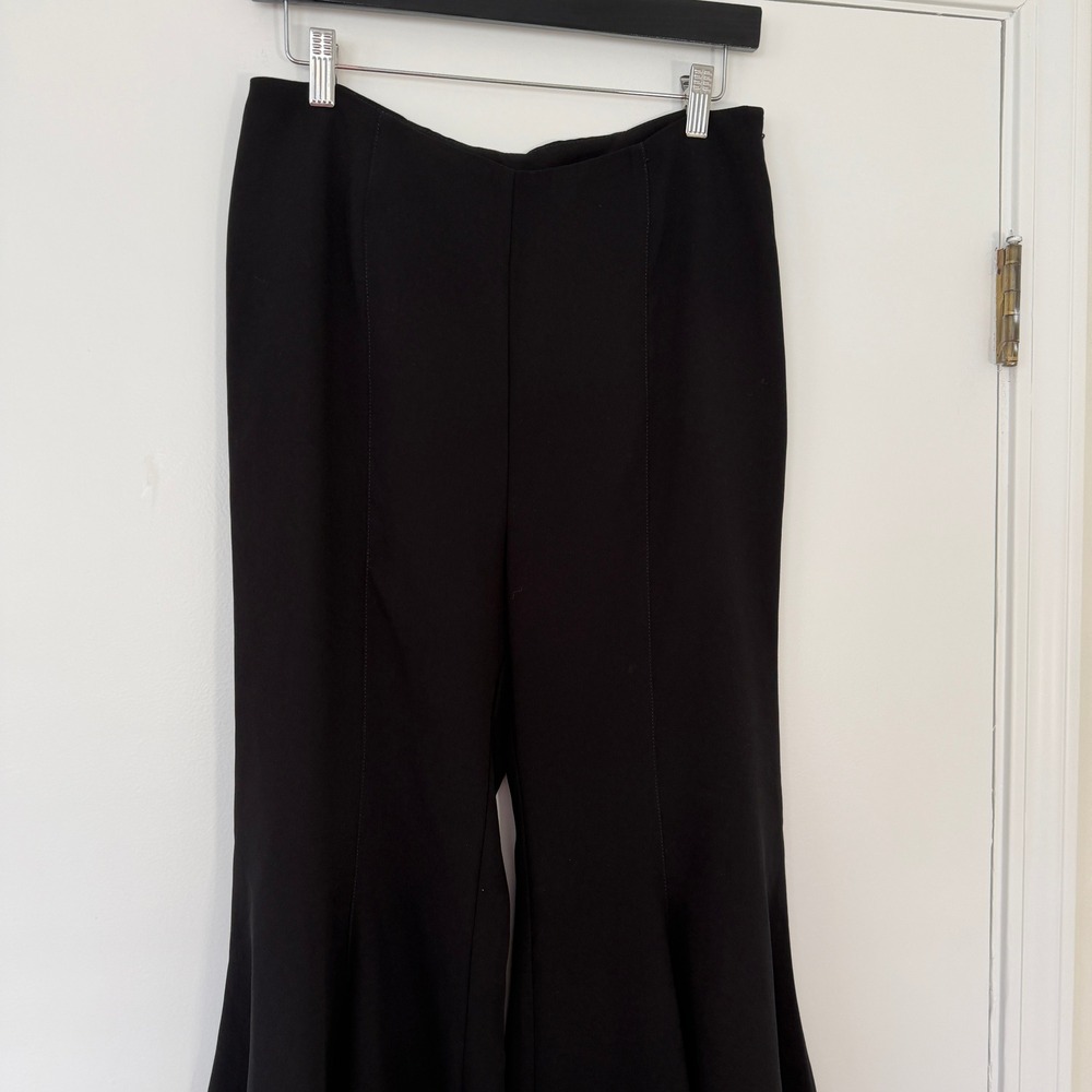 Anthropologie Zinnia Flare Trousers Black Tulip Hem Pants Size 8 - Picture 4 of 10